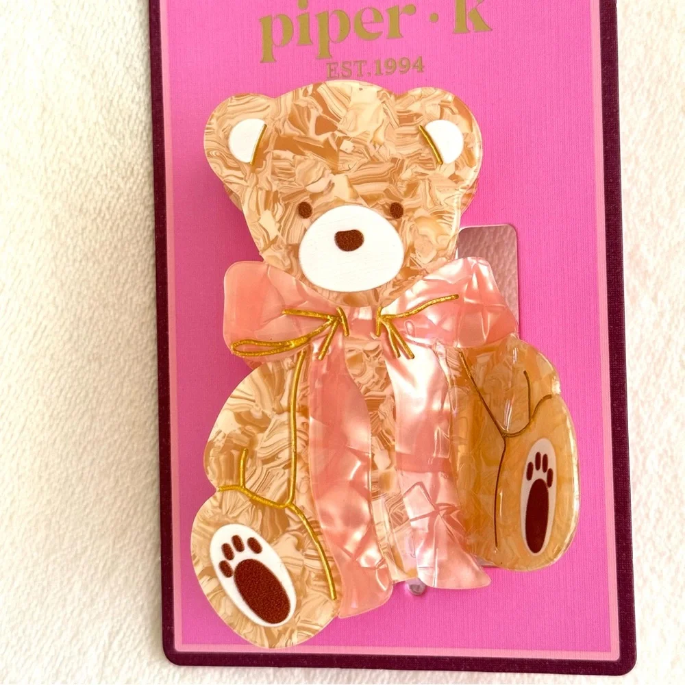Piper K Brown Teddy Bear Hair Claw Clip